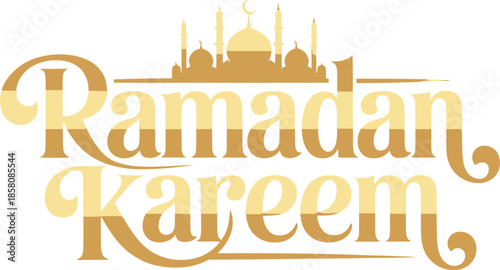 Ramadan Kareem text with mosque silhouette islam muslim