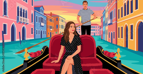 A Young Woman Enjoying a Gondola Ride