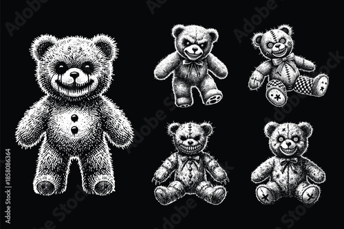 Set Bundle Hand Drawn Gold Fish Aquatic Black White Vintage Dark Art for Tattoo and Clothing illustration