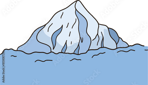 an illustration of a mountain with a large ice cap