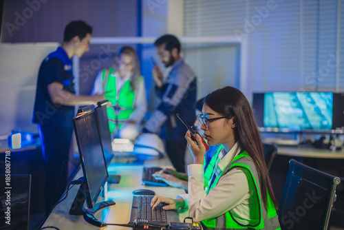 Photos Engineers Coordinating Real Time Monitoring, Digital Site Plans, and Emergency R