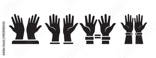 Handcuffs and Bound Hands Icon Set, Arrest Freedom and Human Rights Vectors