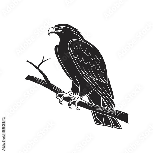 Perched Eagle Silhouette Vector Illustration