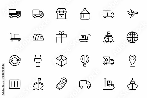 A professional set of clean vector line icons