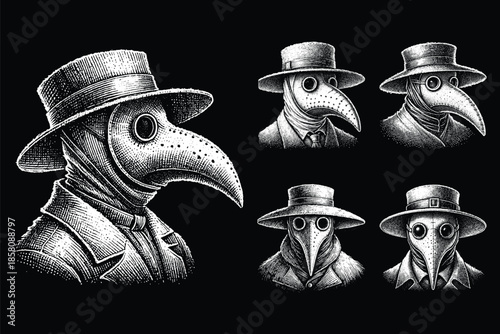 Set Bundle Hand Drawn Gold Fish Aquatic Black White Vintage Dark Art for Tattoo and Clothing illustration