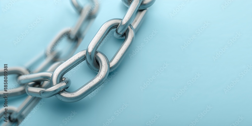 Fototapeta premium Industrial Silver Chrome Chain for Strength and Security Concept