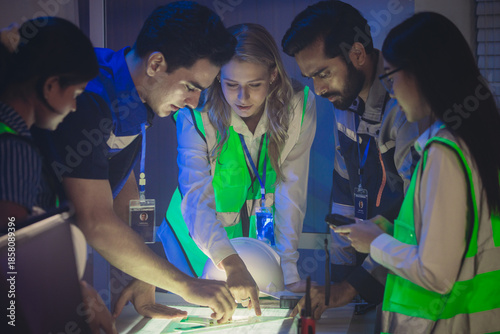 Engineers Coordinating Real Time Monitoring, Digital Site Plans, and Emergency Response