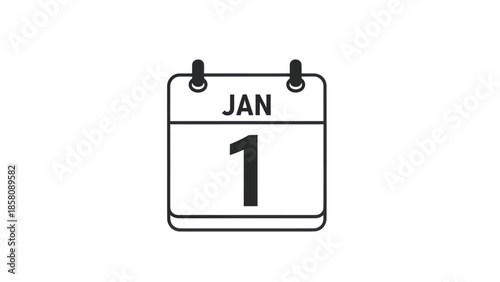 Calendar Icon Showing January First.