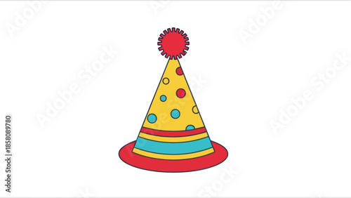Colorful Party Hat with Pom Pom.