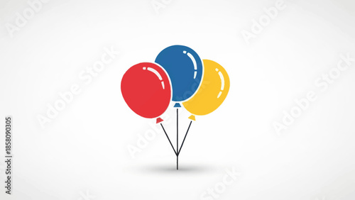 Three Colorful Balloons Floating Together.