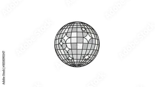 Wireframe Globe Structure on White.