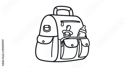 Illustrated Baby Changing Bag with Pacifier and Bottle.