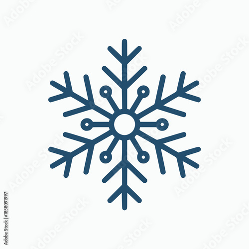 Snowflake design element in blue on white background