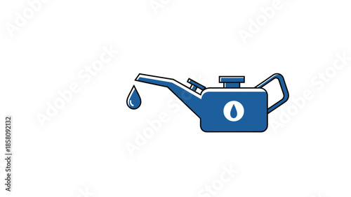 Simple blue icon of an oil can with a single drop, representing engine oil, lubrication, or car maintenance.