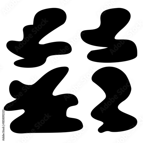 Abstract Black Organic Blob Shapes Set – Modern Liquid Silhouette Forms Isolated on White Background