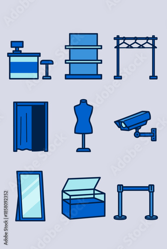 Retail Store Icons Security Display Fitting Room  More.