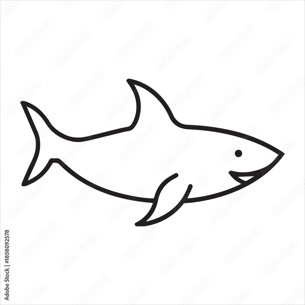 Fototapeta premium shark icon outline vector illustration on transparent background