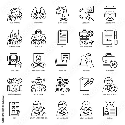 Hiring and Recruitment Human Resources Line Icon