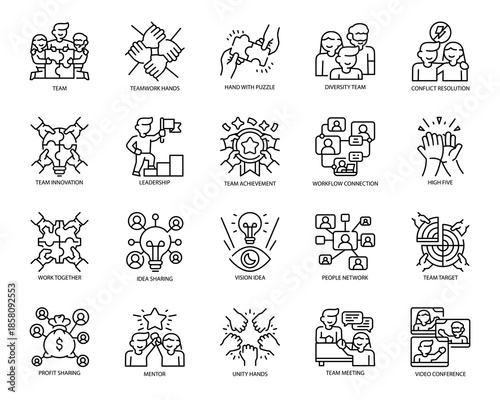 Team Collaboration Business People Line Icon