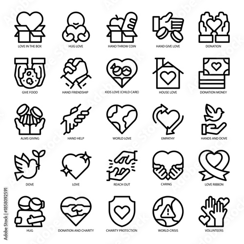 Charity and Donation Support Line Icon