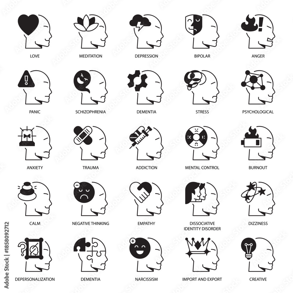 Fototapeta premium Mental Health Care and Emotional Support Solid Icon