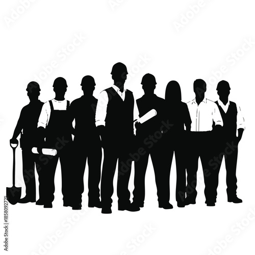 Team of Professionals Standing Together Silhouette.