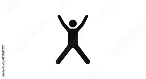 Black Stick Figure with Arms Raised in Celebration or Exercise.