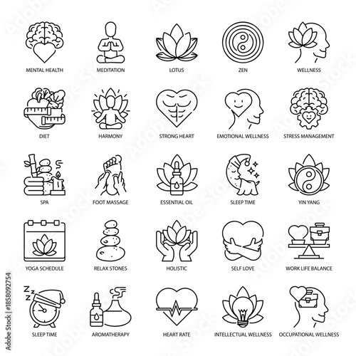 Wellness and Healthy Lifestyle Balance Line Icon