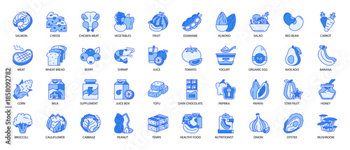 Nutrition and Healthy Eating Blue Icon Pack