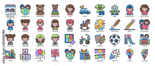 Children Day Filled Line Icon Pack