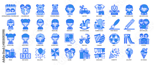 Children Day Blue Icon Pack