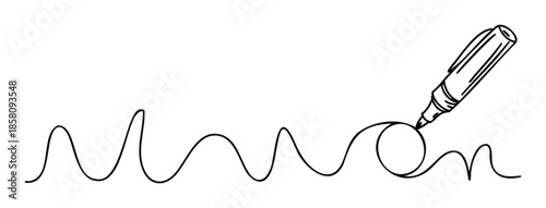 A continuous single line drawing depicts the word union being formed by a marker, symbolizing connection and partnership for business presentations, educational materials, or organizational