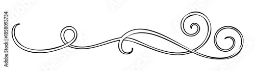 Decorative swirl scroll ornament created with smooth black double lines ideal for adding a sophisticated touch to documents borders and graphic projects
