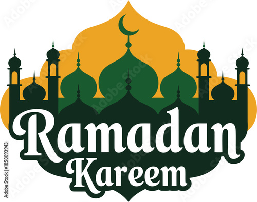 Ramadan Kareem mosque domes crescent moon islamic