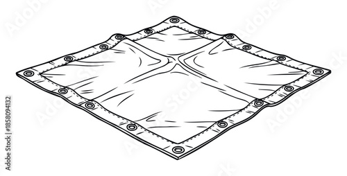 Versatile tarp or protective cover with metal grommets on reinforced edges, perfect for outdoor equipment, camping gear, construction material, or industrial safety applications.