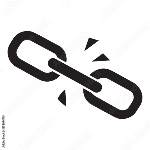 Chains Icon with a Rusty Broken Link Black and White