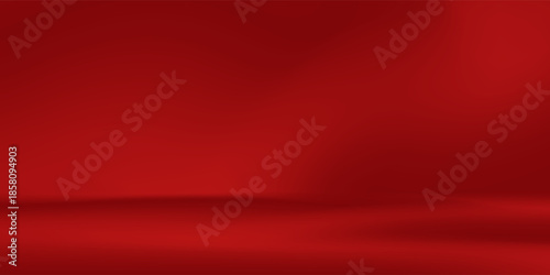 Empty bright red studio background, product display with copy space for displaying content design. Banner