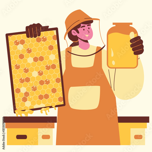 honey extraction from honeycomb illustration