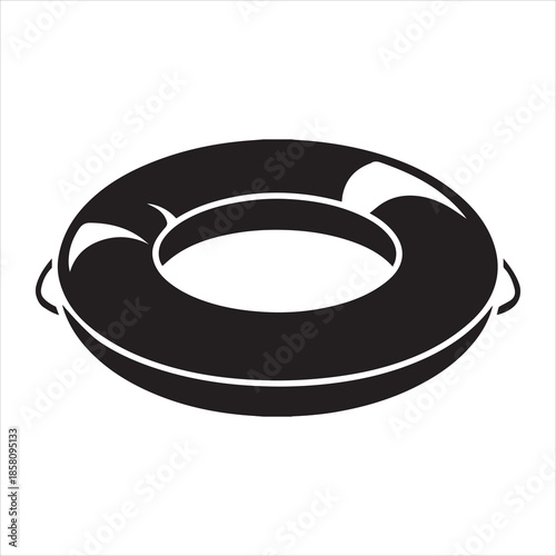 Round Pool Ring Floater Silhouette Vector Illustration
