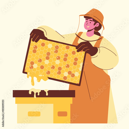 natural honey production illustration