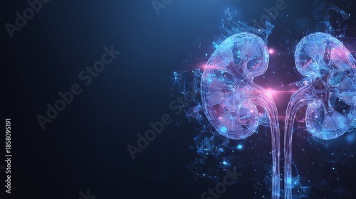 Futuristic kidney hologram background