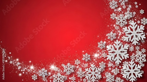 Beautiful white snowflakes on red background
