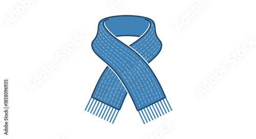 Knitted Blue Scarf with White Fringe.