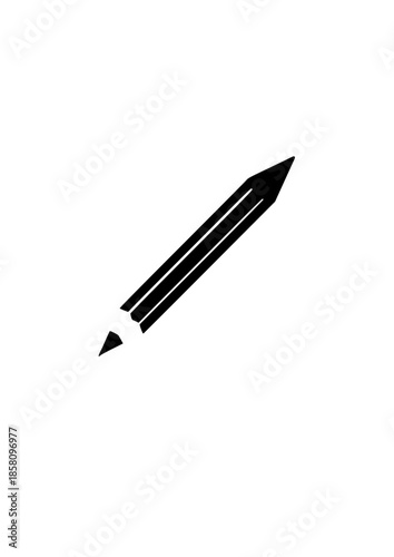 a black pencil on a plain white background for creative writing and drawing