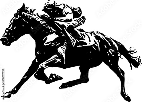 horse and jockey silhouette black illlustration art design 