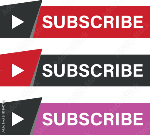 Subscribe button icon set for YouTube channels