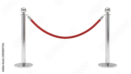 Red velvet rope stanchions in chrome finish with elegant luxury feel in modern event management for exclusive access control