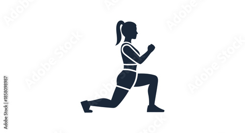 Silhouette of a Woman Performing a Lunge Exercise.