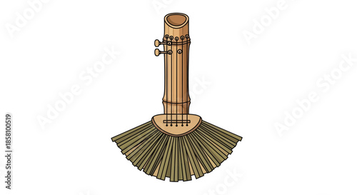 Traditional Bamboo Musical Instrument with Fan-Shaped Resonator.