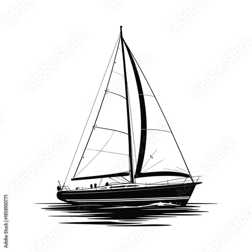 yacht on white background